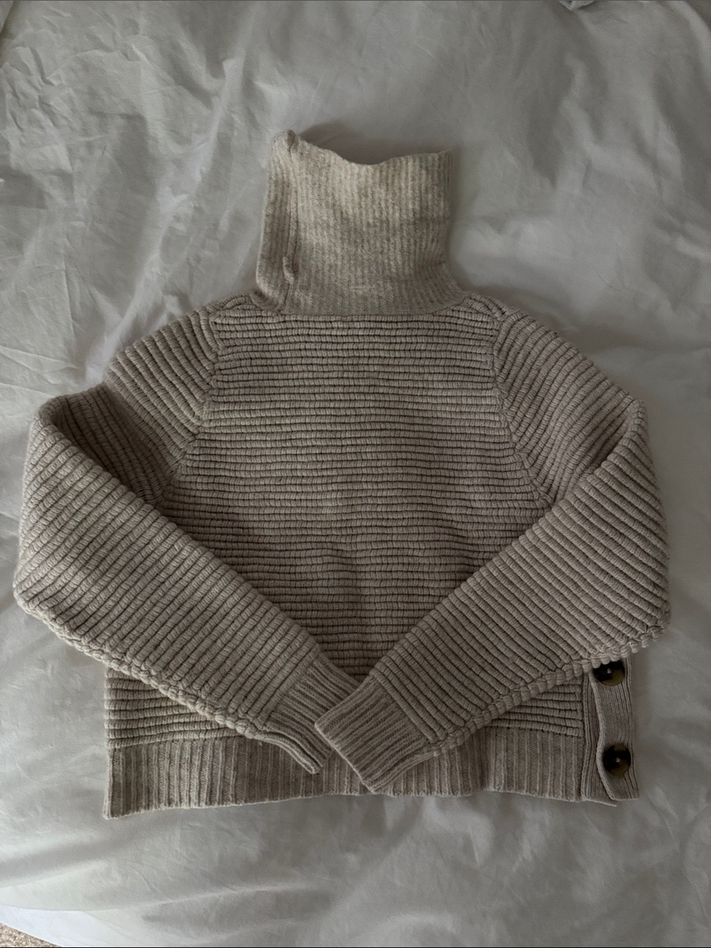 Madewell Knit Turtleneck Crop Sweater in Light Beige/cream - Size Small